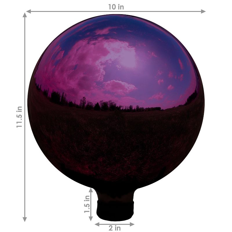Sunnydaze Indoor/Outdoor Reflective Mirrored Surface Garden Gazing Globe Ball with Stemmed Bottom and Rubber Cap - 10" Diameter, 4 of 14