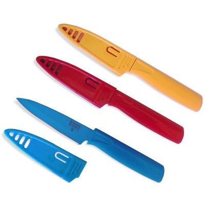 Kuhn Rikon Nonstick Colori 4 Inch Paring Knife, Set of 3