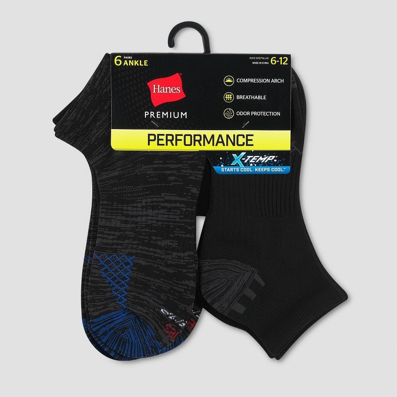 Hanes Premium Men's Performance Ankle Socks 6pk - 6-12, 4 of 5