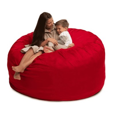 Ultimate Sack 6ft Bean Bag Chair, Oversized Comfortable Indoor Floor Lounger, Giant Foam-Filled Furniture for Relaxing, Red Suede