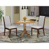 Round Dining Table Set 3pc - Kitchen Table & 2 Linen Fabric Chairs - Grey Modern Design - 2 of 4
