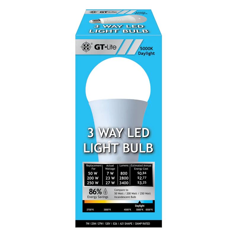 6-Pack 3400 Lumen LED A21 3-Way Bulb 50-200-250W  Bright white/Daylight/Soft white, 5 of 7