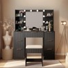 KTMBDW Fluted Makeup Vanity Desk with Mirror and Lights, Modern Vanity Table with 7 Drawers & 4 shelves, Dressing Table Set with Stool for Bedroom - 2 of 4