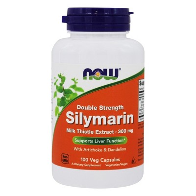 NOW Foods Silymarin Milk Thistle with Artichoke and Dandelion Double Strength Supplement  -  100 Count
