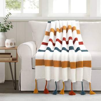 50"x60" Boho Knitted Braided Tassel Throw Blanket - Lush Décor