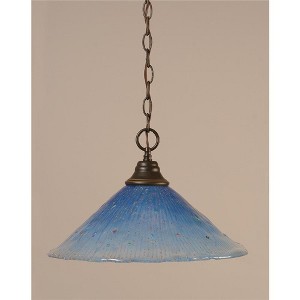 Toltec Lighting Any 1 - Light Pendant in  Dark Granite with 16" Teal Crystal Shade - 1 of 1