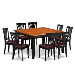 HomeStock 9-Piece Square Black & Cherry Finish Solid Wood Top Dining Table with 8-Chairs - 1 of 4