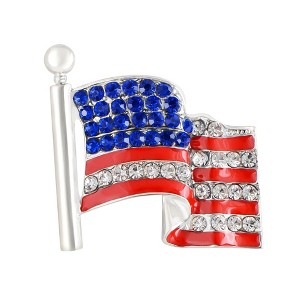 Anna-Kaci Crystal Rhinestone 4th of July American USA Flag Patriotic Pin Brooch - 1 of 4