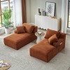 Set of 2 Corduroy Chaise Lounge Chairs, Oversized Sleeper Sofa with Cupholder, Modern Loveseat for Bedroom or Living Room – The Pop Home - 3 of 4