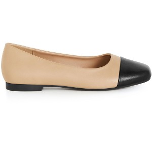 Women's Plus Size WIDE FIT Ebony Ballet Flat - almond | CITY CHIC - 1 of 4