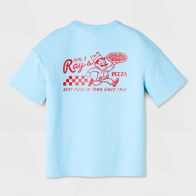 Детские футболки Cat & Jack Boys' Short Sleeve 100% Cotton 'Ray's Pizza' Oversized Graphic T-Shirt - Cat & Jack™ Light Blue L — фото 3