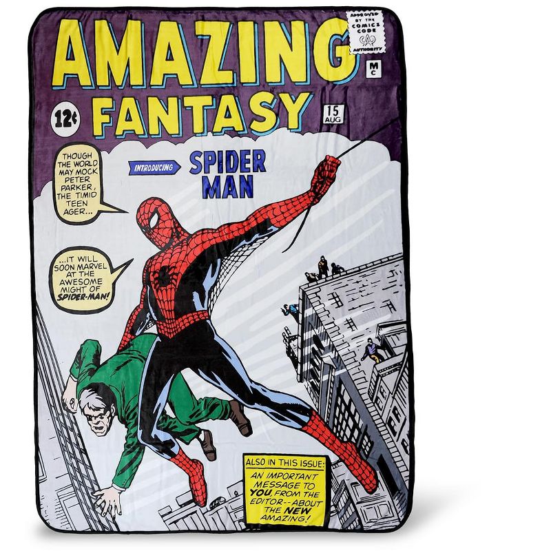 Surreal Entertainment Marvel Spider-Man Amazing Fantasy No. 15 Fleece Throw Blanket | 60 x 45 Inches, 1 of 8