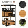 PawHut Wooden Outdoor Cat House, Weatherproof Feral Cat Shelter with Asphalt Roof, Escape Door & Jumping Platform, Yellow - Nertpow - 3 of 4