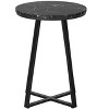 Vynxaria Contemporary Round Accent Table, Side Table, End Table, Nightstand, Black Marble Look Laminate, 15.75" L x 15.75" W x 21.75" H - 3 of 4