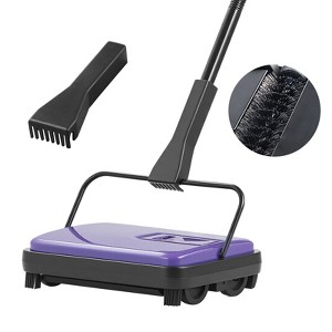 VEVOR Carpet Sweeper Manual, Floor Sweeper with 300 ml Dustbin Capacity Easy to Empty, 6.7 inch Cleaning Width for Home Carpets Pet Hair Dust, Purple - 1 of 4