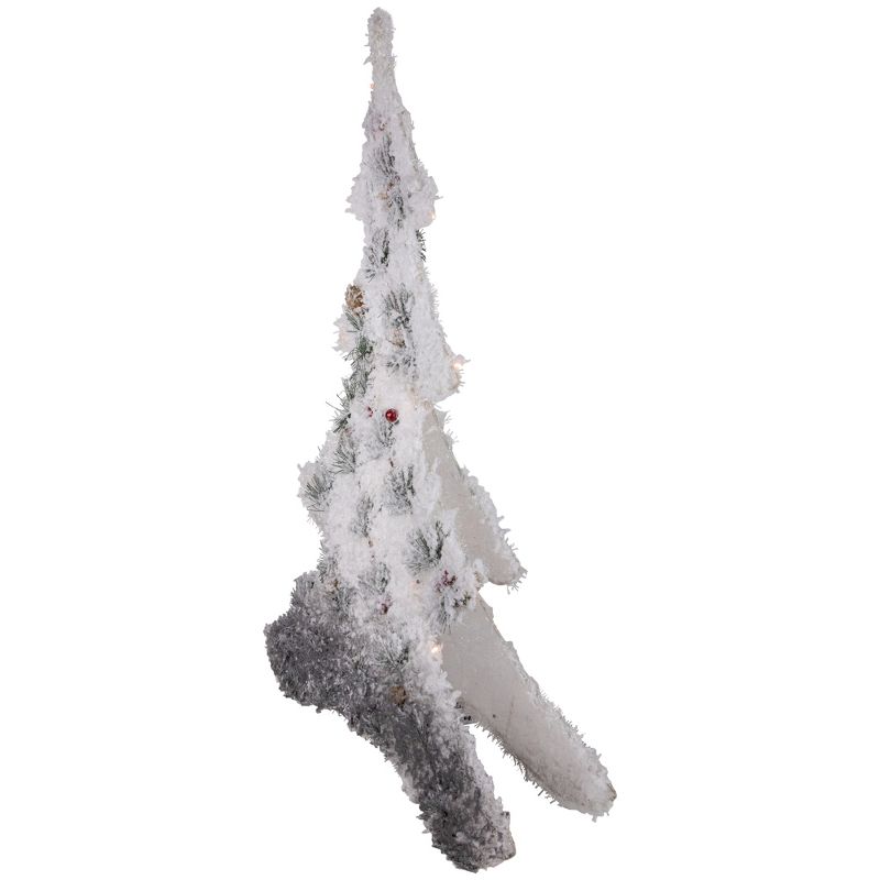 Northlight 27.5" LED Lighted White Tinsel and Pine 2-D Christmas Tree Decoration, 4 of 7