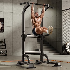 CSBDHome Adjustable Pull-Up Bar Power Tower–Heavy-Duty Steel Frame, Height 66.5–82.7 in, 330 lbs Capacity, Multi-Function Home Gym Station - 1 of 4