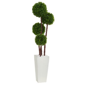 4ft Boxwood Artificial Topiary Tree In Planter - Nearly Natural - 1 of 3