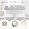 Toddler Table and Chair Set with 4 Storage Stools, Flower Shaped Nesting Design Table with Built-in Pen Holder, Kids Table, Grey & White - 3 of 4