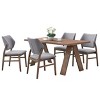 GDFStudio Cira Contemporary Rubberwood 5 Piece Dining Set with Linen Upholstered Chairs - 2 of 4
