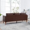 VYNXARIA Small Sofa Couch 76.97 in£¬Brown 3 Seat Comfy Couches for Living Room, Mid Century Modern Couch with iron wood structure,Soft Cushion Sofa - 4 of 4