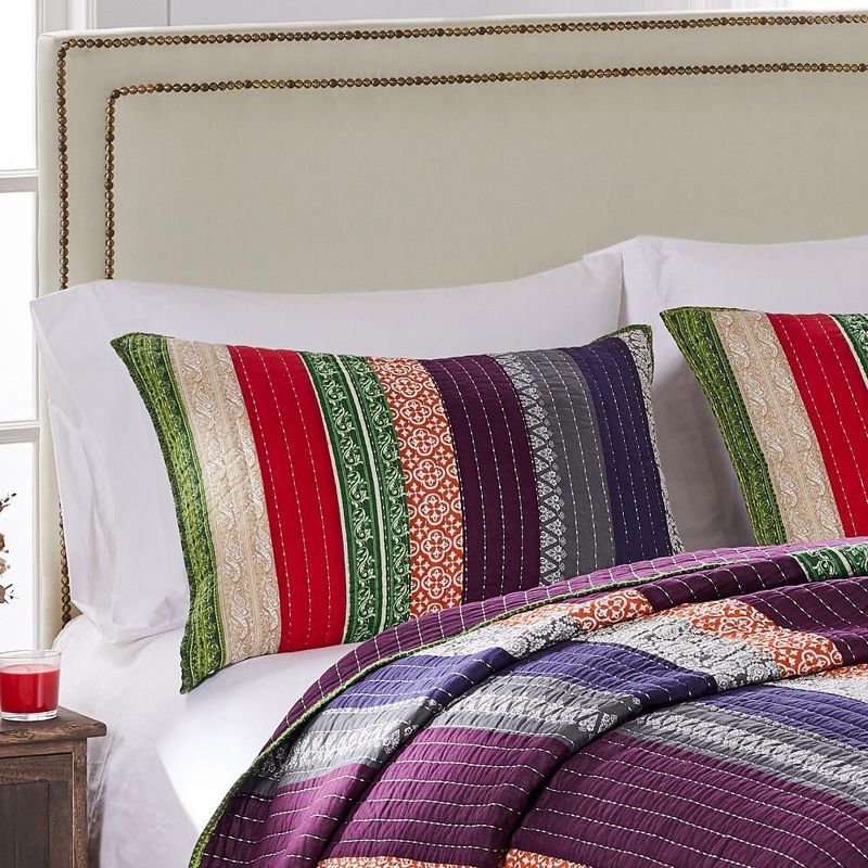 Marley Cotton Reversible Pillow Sham King 20" x 36" Multicolor by Greenland Home Fashion, 1 of 6