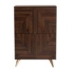 Graceland Wood Shoe Cabinet Walnut Brown/Gold - Baxton Studio: Mid-Century Design, 6 Shelves, Organizes 18 Pairs - 4 of 4