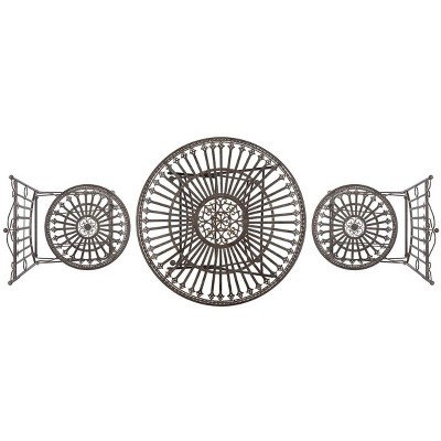 Belen Black Rust Iron Outdoor Bistro Set with Round Table