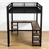 Full XL Metal Loft Bed Frame with L-Shaped Desk and Shelves, Space-Saving Loft Bed with Ladder and Guardrails,kids bed - 3 of 4