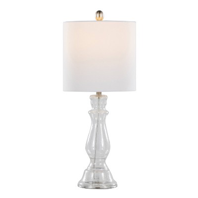 Bishop 24.75" White Glass Table Lamp Set with Linen Shade