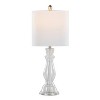 LumiSource (Set of 2) Bishop 24" Contemporary Glass Table Lamps Clear Seeded Glass Brushed Nickel and White Linen Shade from Grandview Gallery - 3 of 4