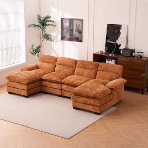 NicBex Couches for Living Room 111.8" U Shape Sectional Sofa Couch Chenille Upholstered 4-seat Couch Set with Chaise Lounge - 1 of 4