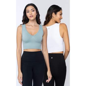 Yogalicious 2 Pack Longline Seamless Sports Bra With Strappy Back And  Ribbed Details - Orchid Petal/night Owl - Large : Target