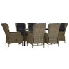 vidaXL Patio Dining Set Outdoor Dining Set Table and Chair Set for Garden - Brown 63" Table Length 6 Chairs - 3 of 4