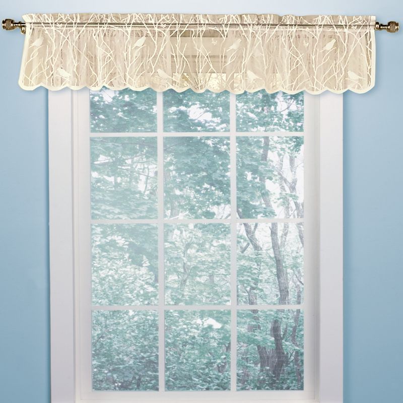 Collections Etc Lace Window Valance 56-inch x 12-inch with Songbirds & Branches, 2 of 5