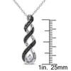 EVERLY JEWELRY | Sterling Silver with Black Rhodium 1/6 CT TGW Created White Sapphire and 1/10 CT TW Black Diamond Twist Pendant with Chain - 3 of 4