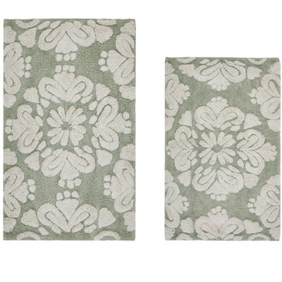 Medallion Collection 2 Piece 100% Cotton Tufted Bathroom Rug Set  with Non-Slip Backing, Machine Washable, Tumble Dry Bath Mat