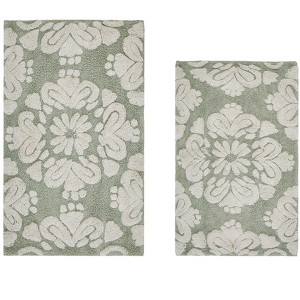 Medallion Collection 2 Piece 100% Cotton Tufted Bathroom Rug Set  with Non-Slip Backing, Machine Washable, Tumble Dry Bath Mat - 1 of 4