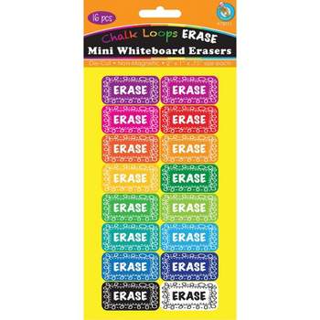 Ashley Productions Mini Whiteboard Erasers Chalkboard Loops Assorted Colors 2" x 1" x 0.75" Pack of