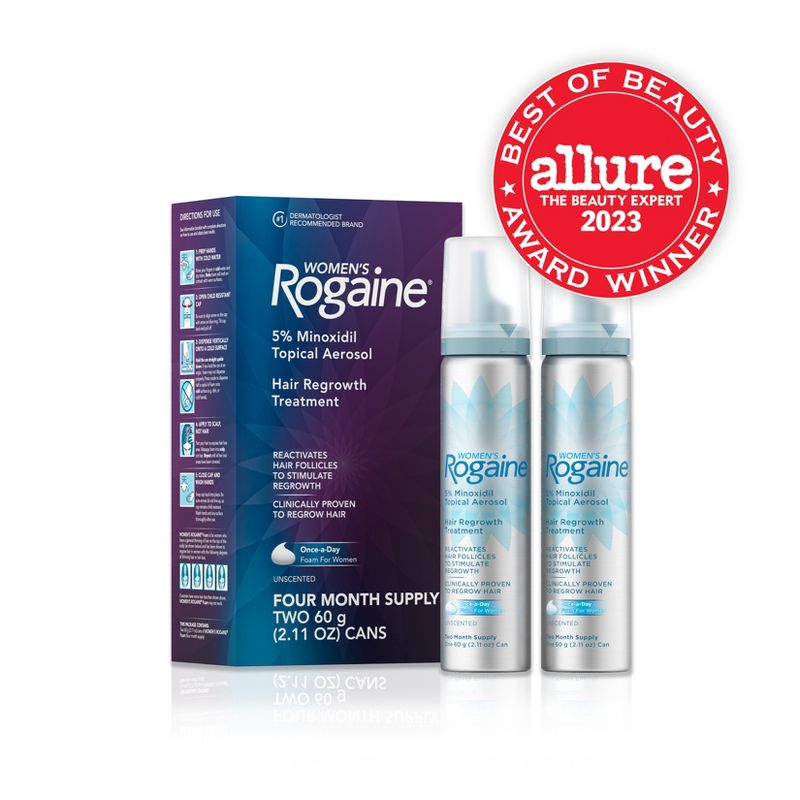 Women&#39;s Rogaine 5% Minoxidil Foam for Hair Thinning and Loss, Topical Treatment for Hair Regrowth - 2.11oz, 3 of 16