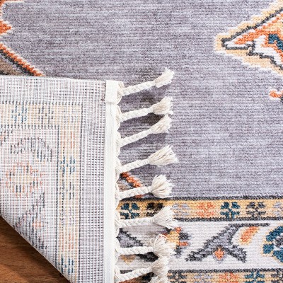 Handmade Grey & Orange Medallion Cotton Blend 6'3" Square Area Rug