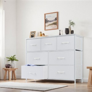 FONTOI Dressers 7 Drawer Fabric Tall Dresser Tower Closet Storage Clothes Chest of Drawers for Bedroom Nursery, White, 11.8"*39.3"*30.3" - 1 of 4