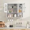 3-Door Wall Mounted Bathroom Cabinet with Towel Bar, Modern Storage Cabinet with Fluted Glass - ModernLuxe - 2 of 4
