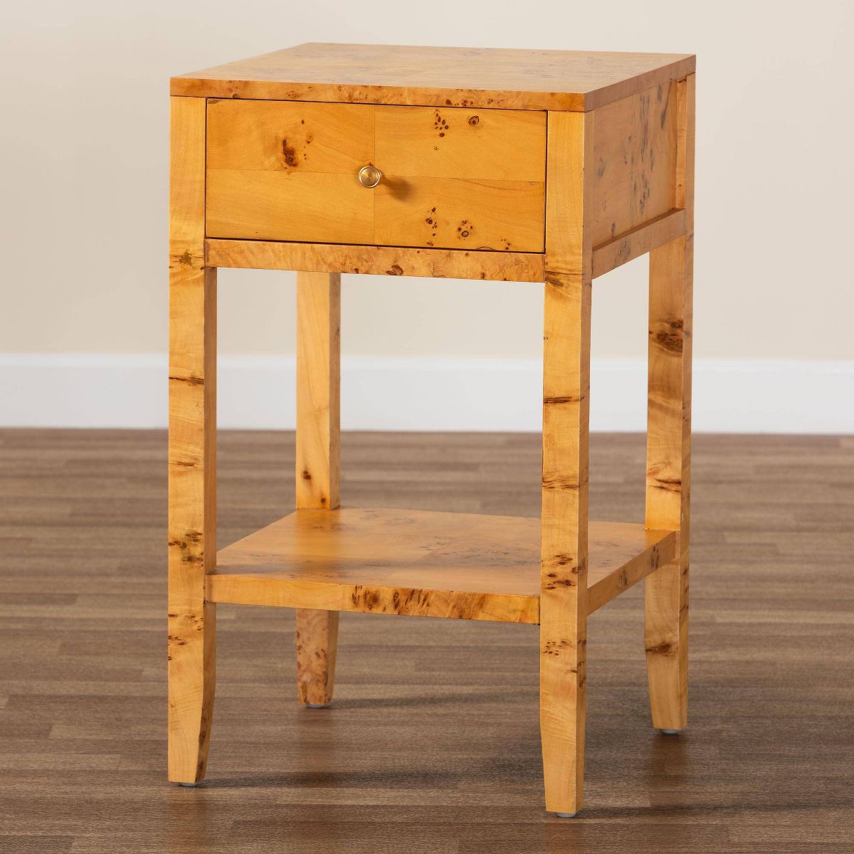 bali & pari Ghina Wood 1 Drawer Nightstand Light Mappa Burl - thumbnail 9