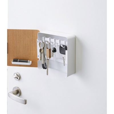 Clear-Coat Steel and Wood Wall-Mountable Key Cabinet