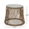 GDFStudio Helmville Outdoor Wicker and Iron Side Table, Light Brown - 3 of 4
