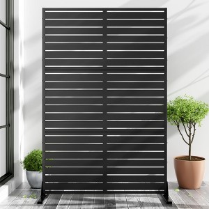 8-Fold Louver Black Galvanized Aesthetic Room Divider | 183H x 120W x 40D cm - 1 of 3