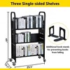 Rolling Book Cart with Wheels-Metal Library Book Carts 3 Tier Rolling Bookshelf Cart - 2 of 4