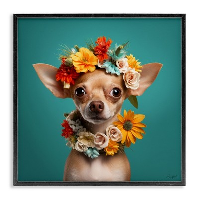 Stupell Industries Floral Chihuahua Portrait, 12" x 12"