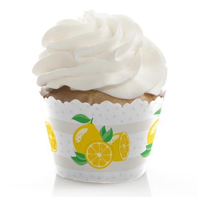 Big Dot of Happiness So Fresh - Lemon - Citrus Lemonade Party Decorations - Party Cupcake Wrappers - Set of 12